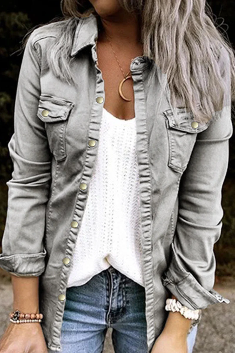 Eulalia | Fashion sexy solid cardigan for adults, turn-down collar, long sleeves, regular jeans