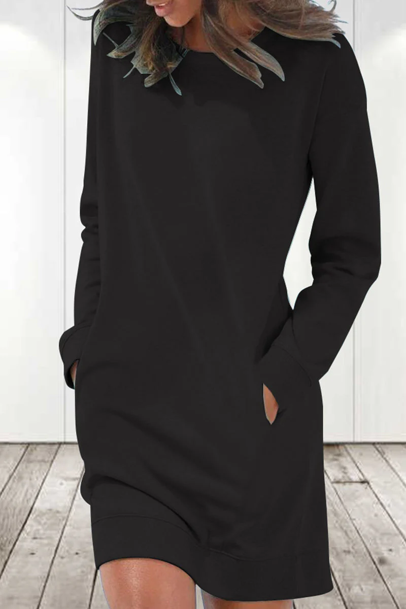 Eustacia® | Solid Color Long Sleeve Dress - Image 5