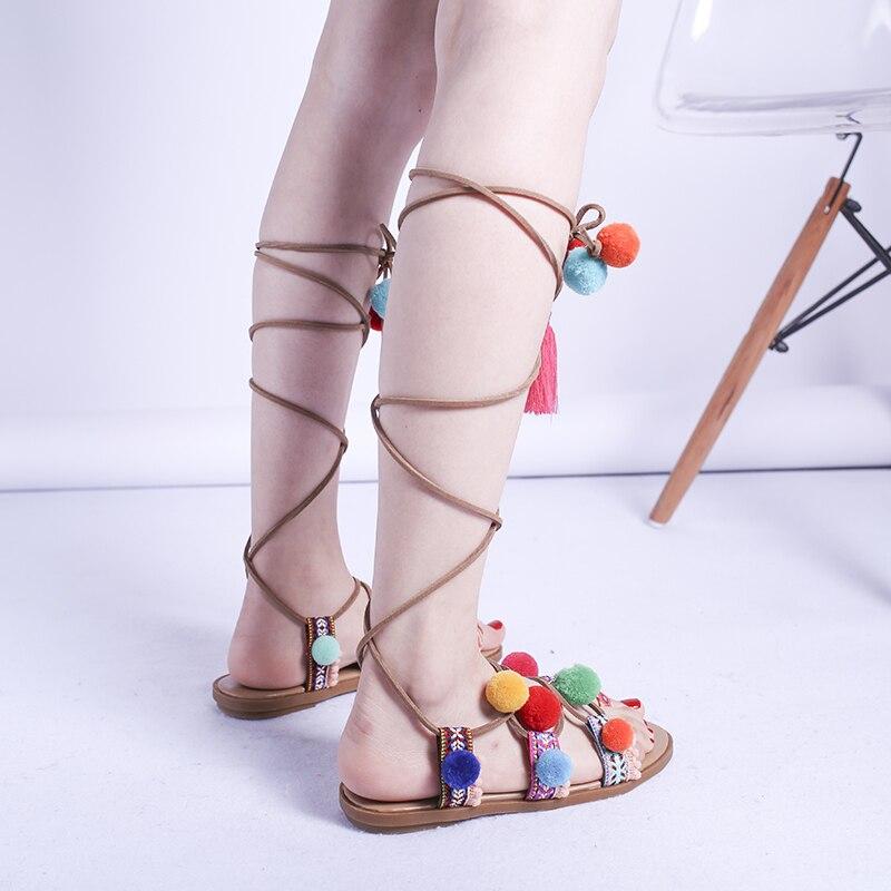 Eva® | Boho Sandals With Colorful Pompoms - Image 8