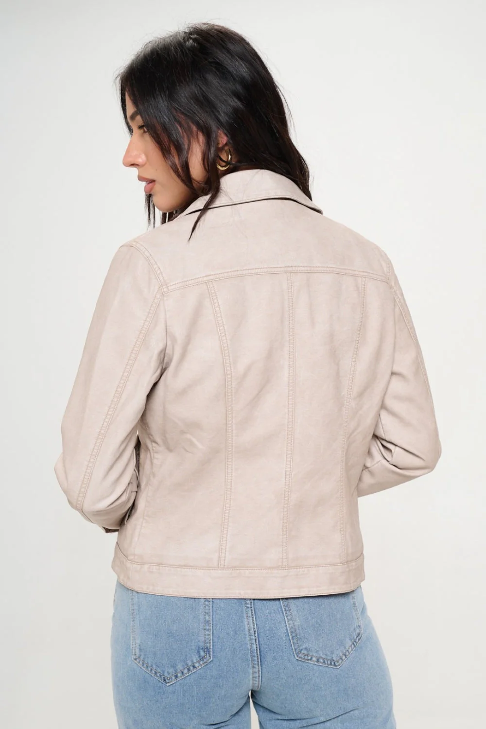 Eva | Button-down cargo jacket made from vegan leather - Image 2