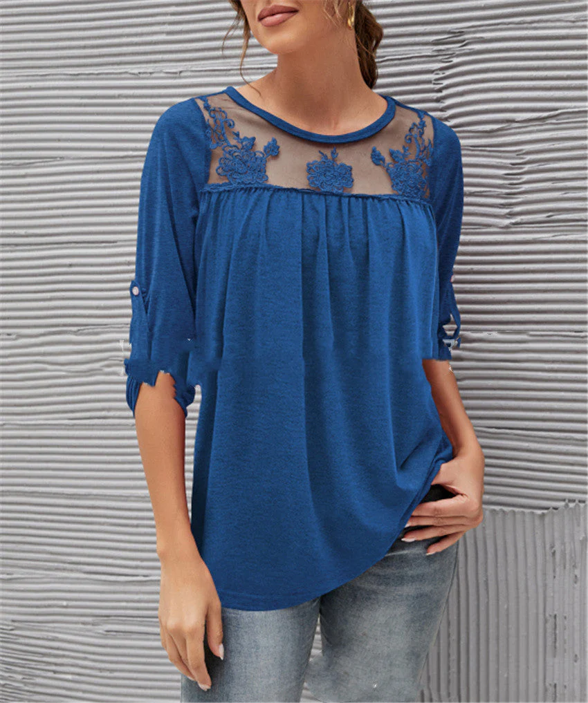 Eva® | Casual Pleated Lace Blouse - Image 3