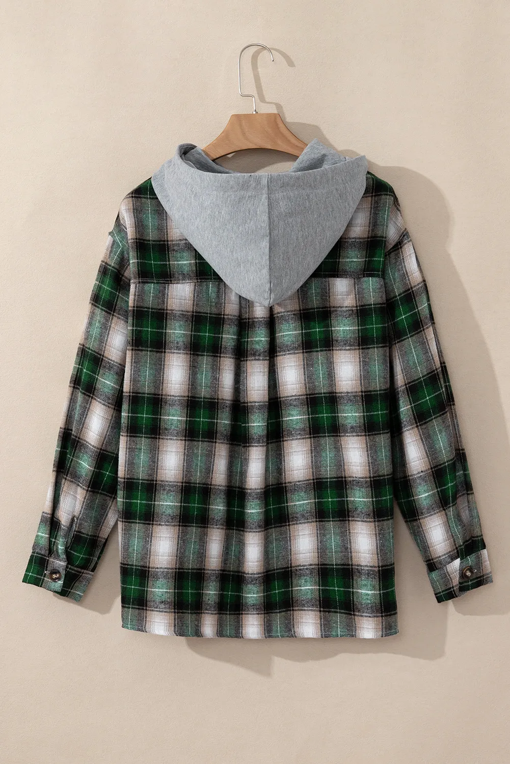 Eva | Checked hooded jacket with drawstring and pockets - Image 4
