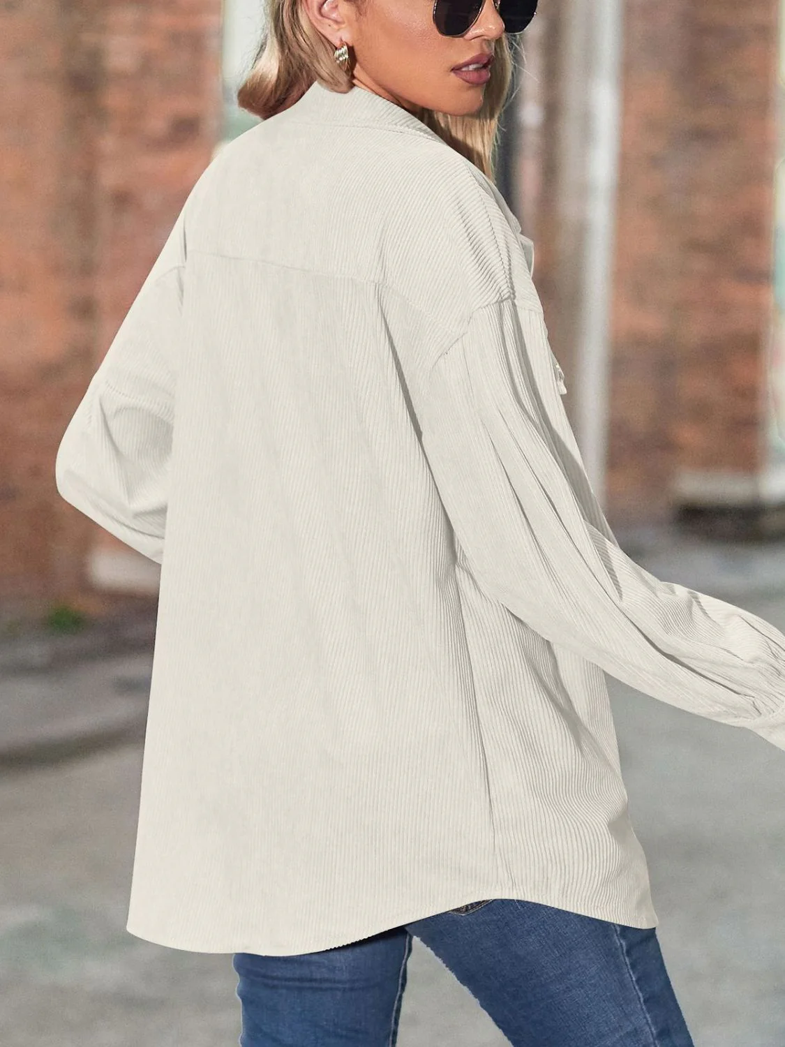Eva | Long sleeve shirt with buttoned collar and collar - Image 8