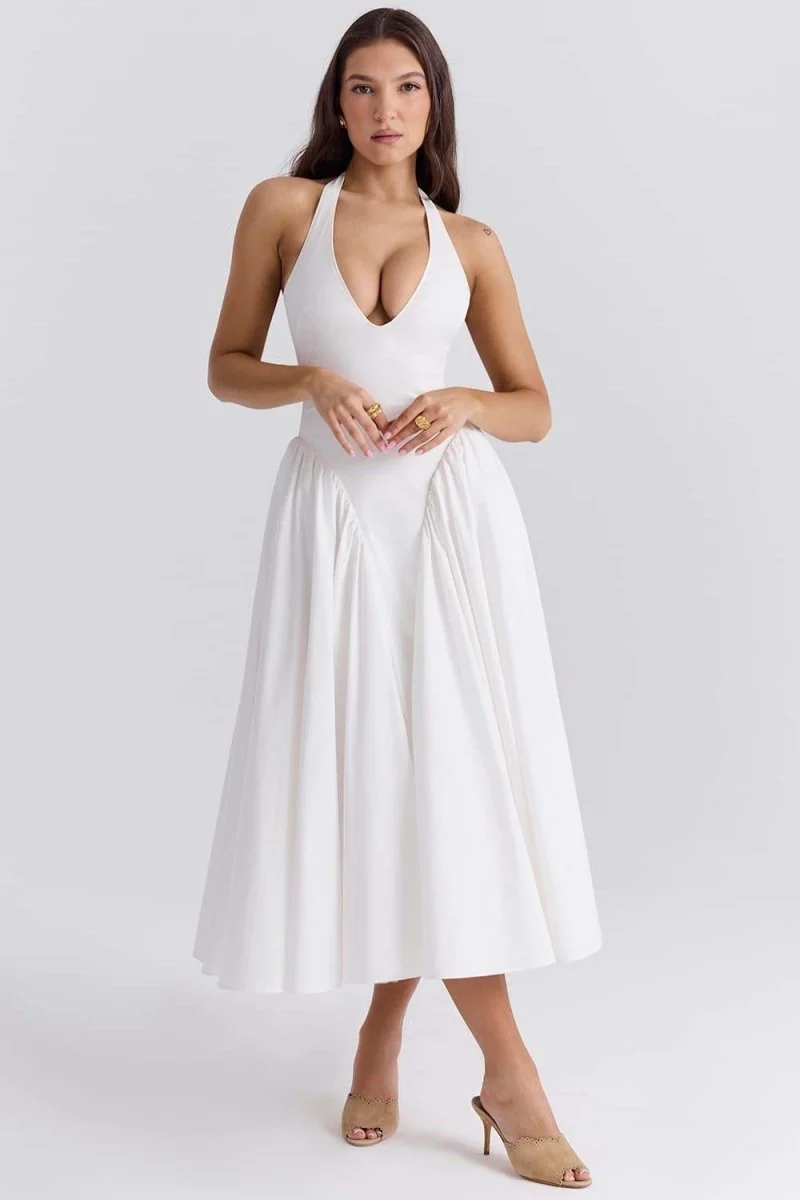 Eva® | Neck Midi Dress With Open Back - Image 3
