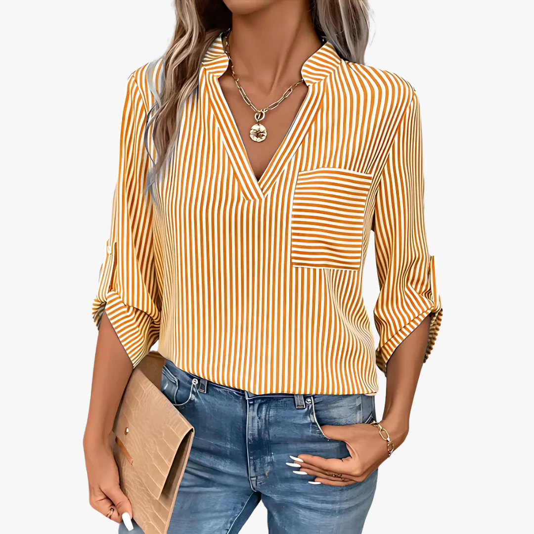 Eva® | Striped elegant ladies blouse - Image 3