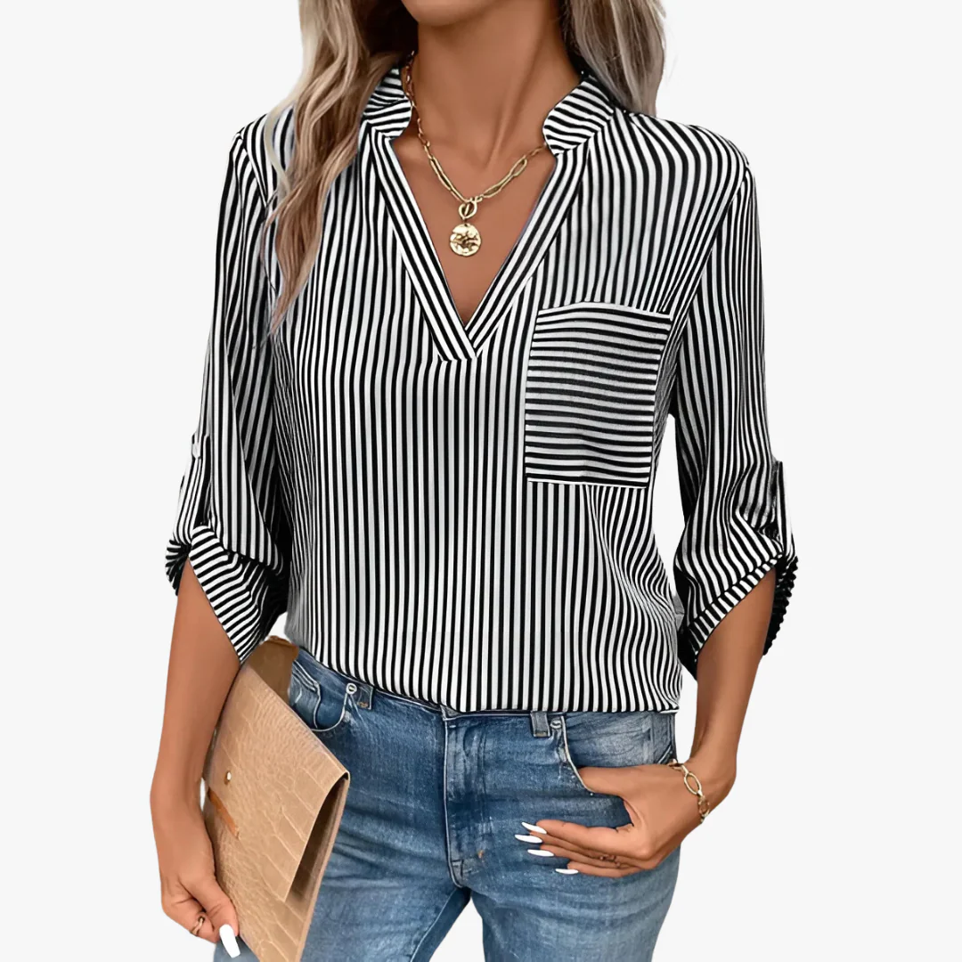 Eva® | Striped elegant ladies blouse - Image 5