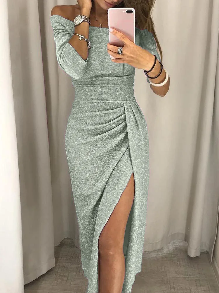 Eva® | Women's Glittery Off-the-Shoulder Dress - Image 3