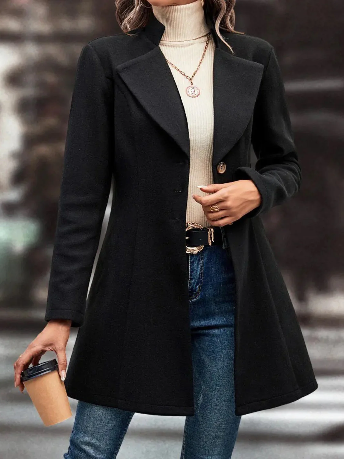 Evelyn | Long-sleeved, long-sleeved collared coat - Image 12