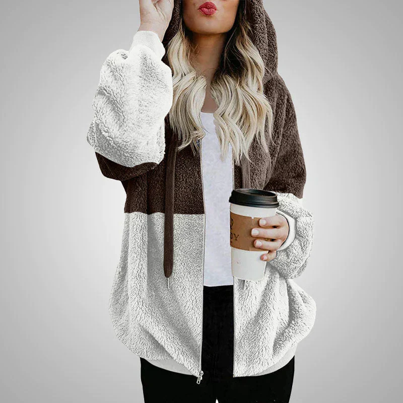 Evelyn | Teddy cardigan with a warm hood for women - Image 2