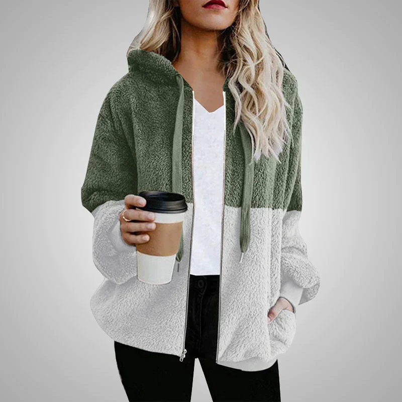 Evelyn | Teddy cardigan with a warm hood for women - Image 3