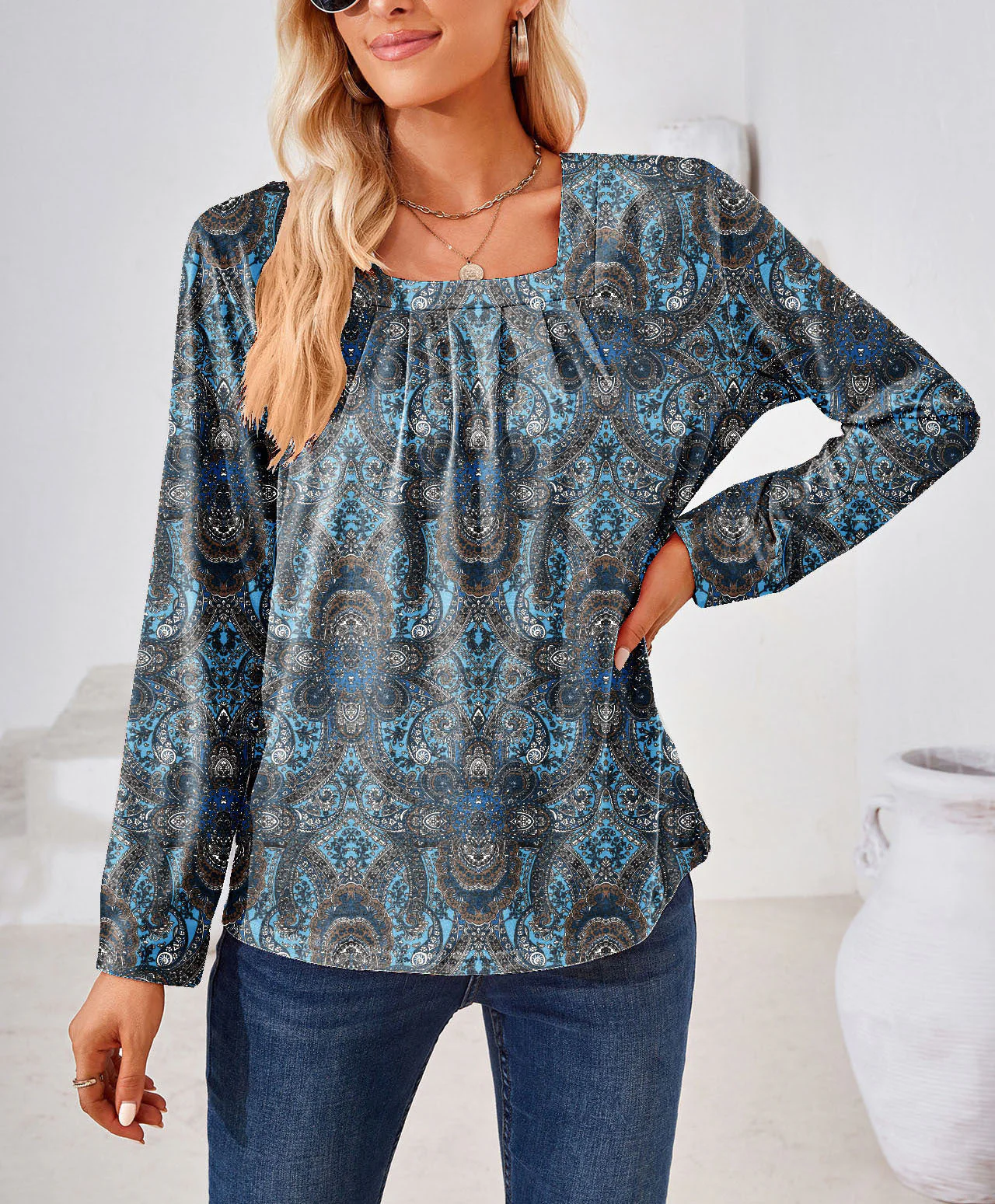 Evelyn® | Women'S Blouse With Floral Jacquard Pattern And Wide Cut - Image 2