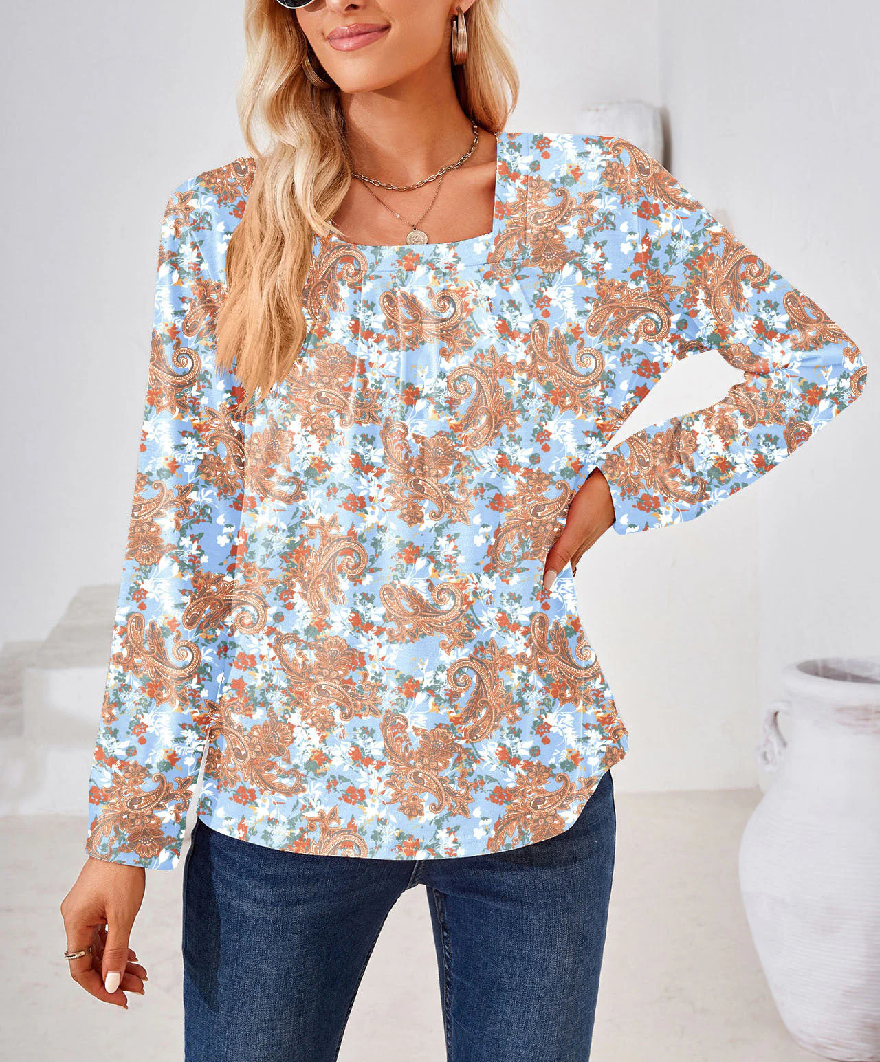 Evelyn® | Women'S Blouse With Floral Jacquard Pattern And Wide Cut - Image 6
