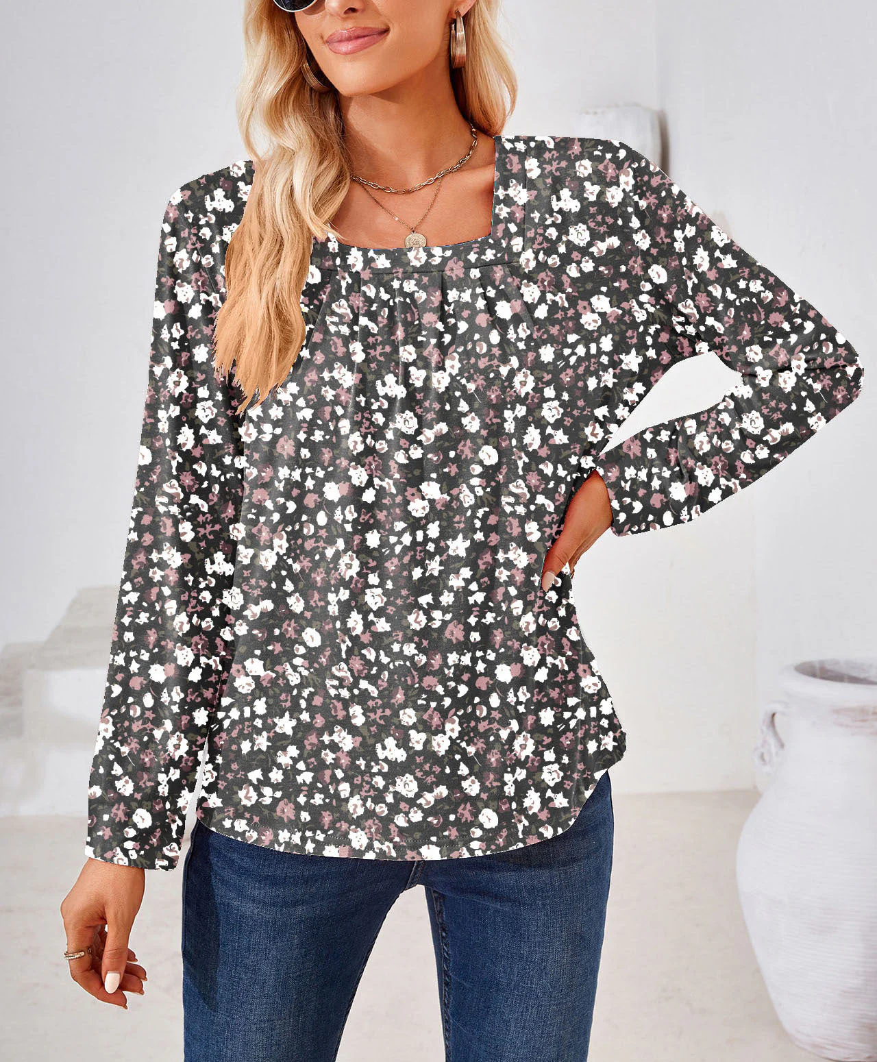 Evelyn® | Women'S Blouse With Floral Jacquard Pattern And Wide Cut - Image 8