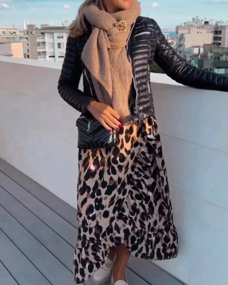 Exuperancia® | V-Neck Leopard Print Dress - Image 5