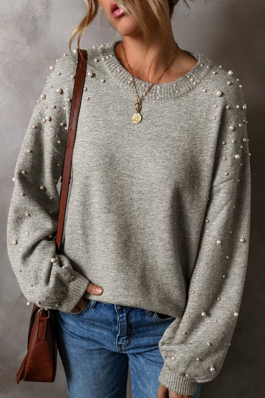 Fabiana | Beaded sweater with dropped shoulder and crew neck - Image 4