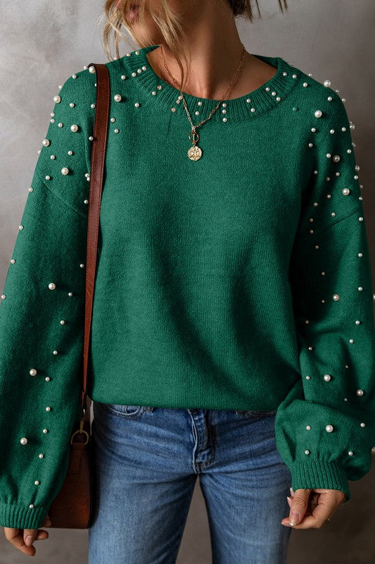 Fabiana | Beaded sweater with dropped shoulder and crew neck - Image 7