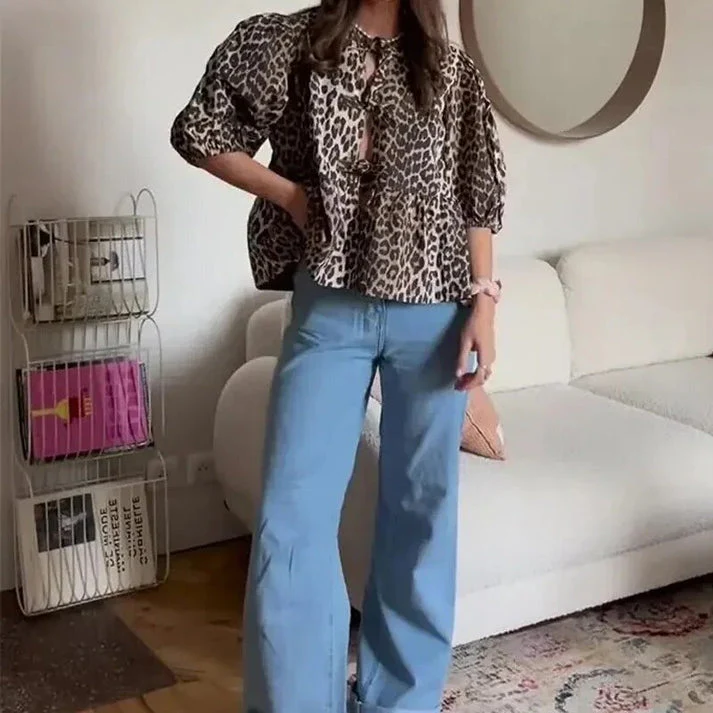 Fabiana® | Blouse With Tie Closure And Puff Sleeves - Image 3