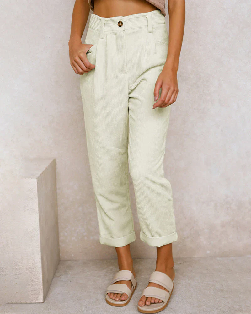 Fabiana® | High-Waisted Cotton Corduroy Pants - Image 4