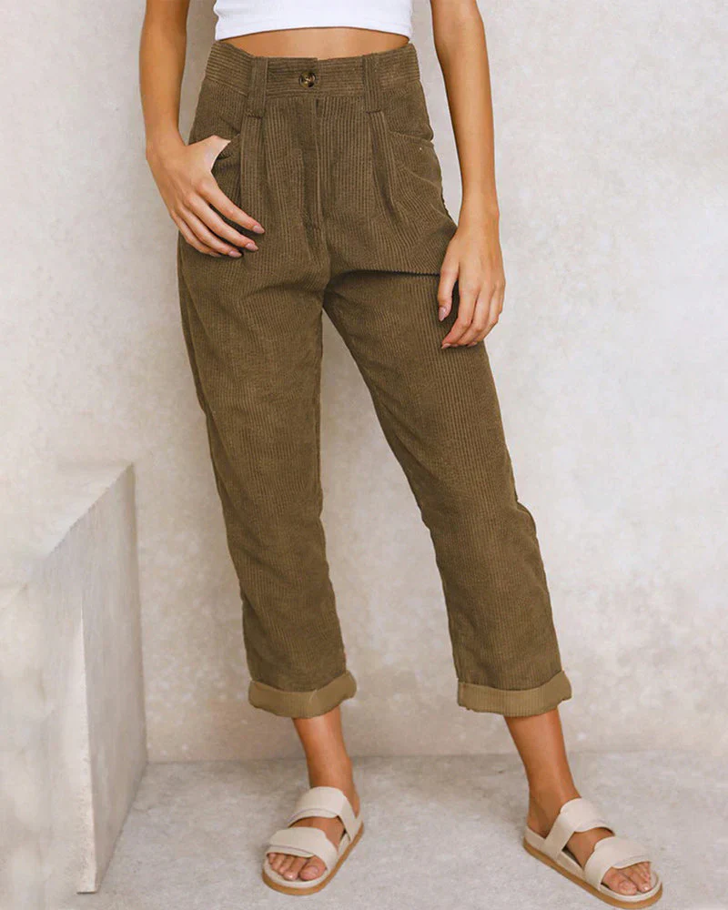 Fabiana® | High-Waisted Cotton Corduroy Pants - Image 6