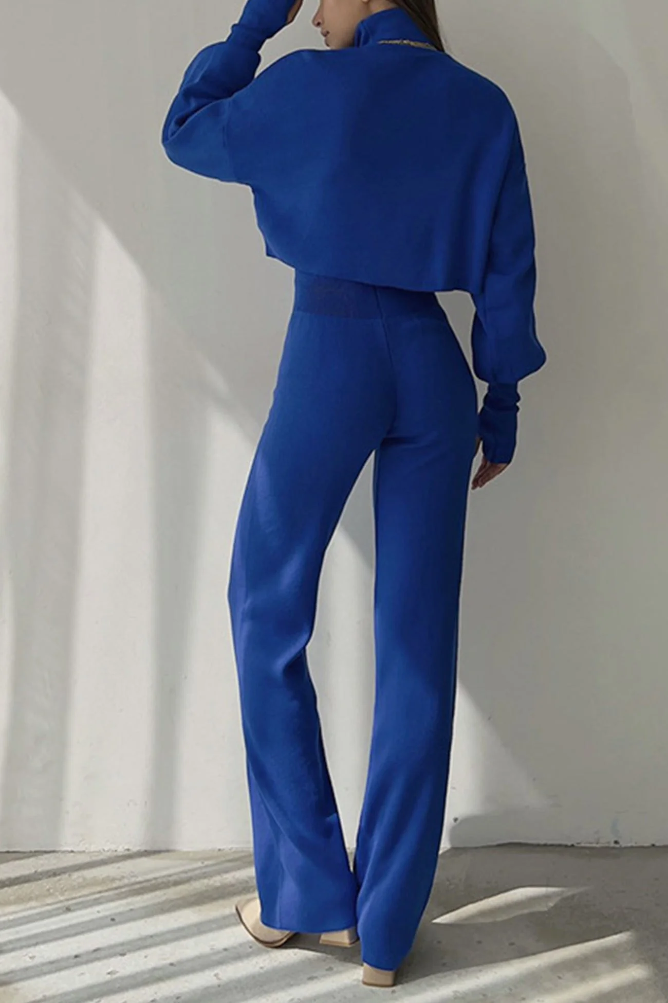 Fabiana | Solid high neck crop top long pants set - Image 15