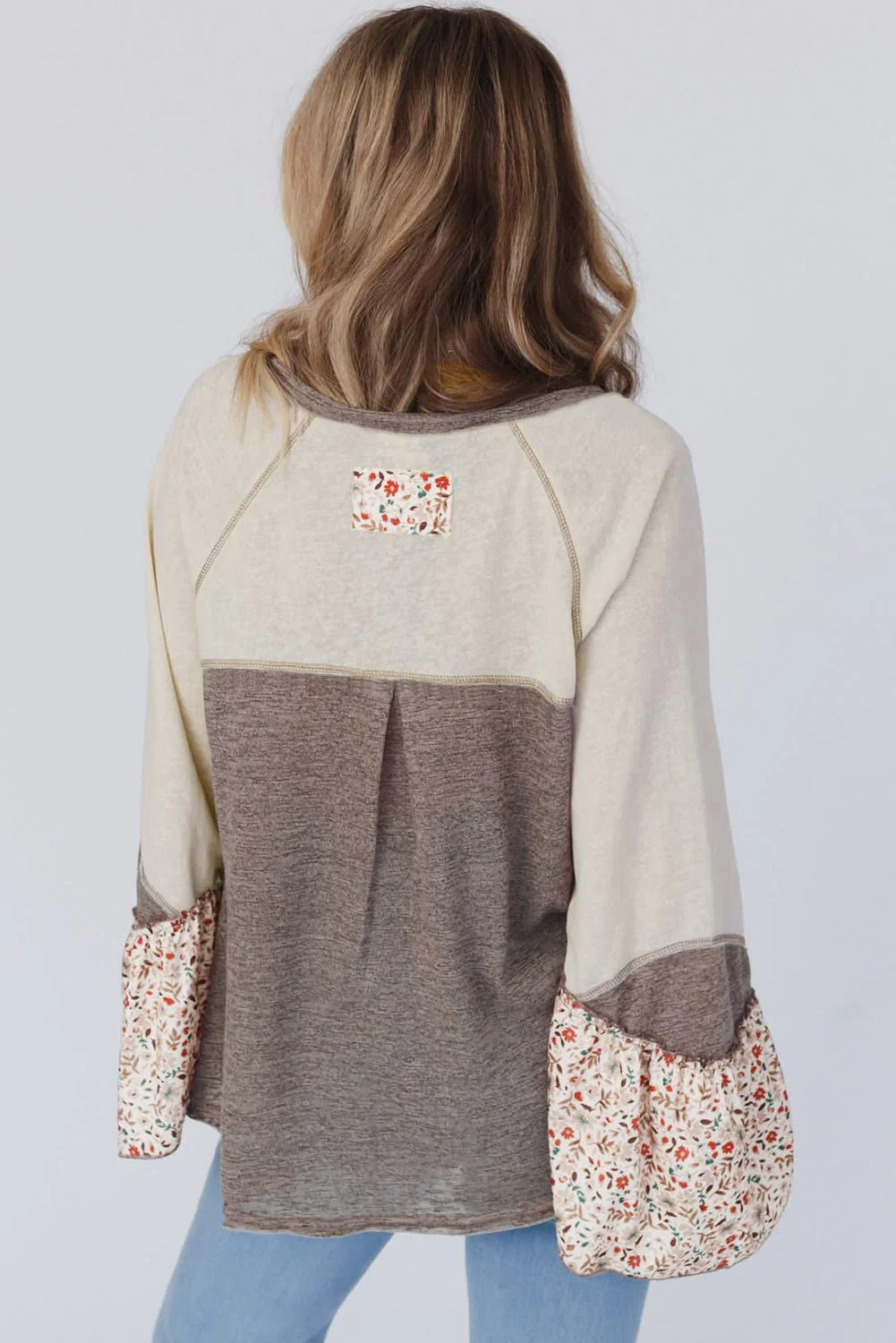 Fabiola | Floral half button long sleeve t-shirt - Image 4