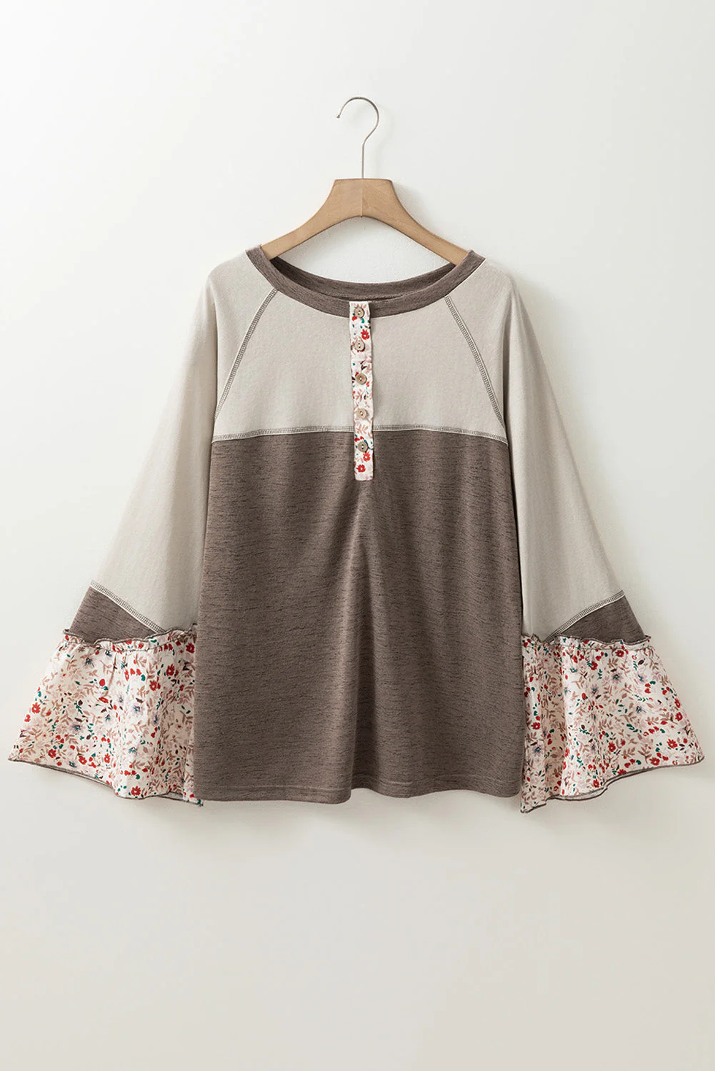 Fabiola | Floral half button long sleeve t-shirt - Image 5