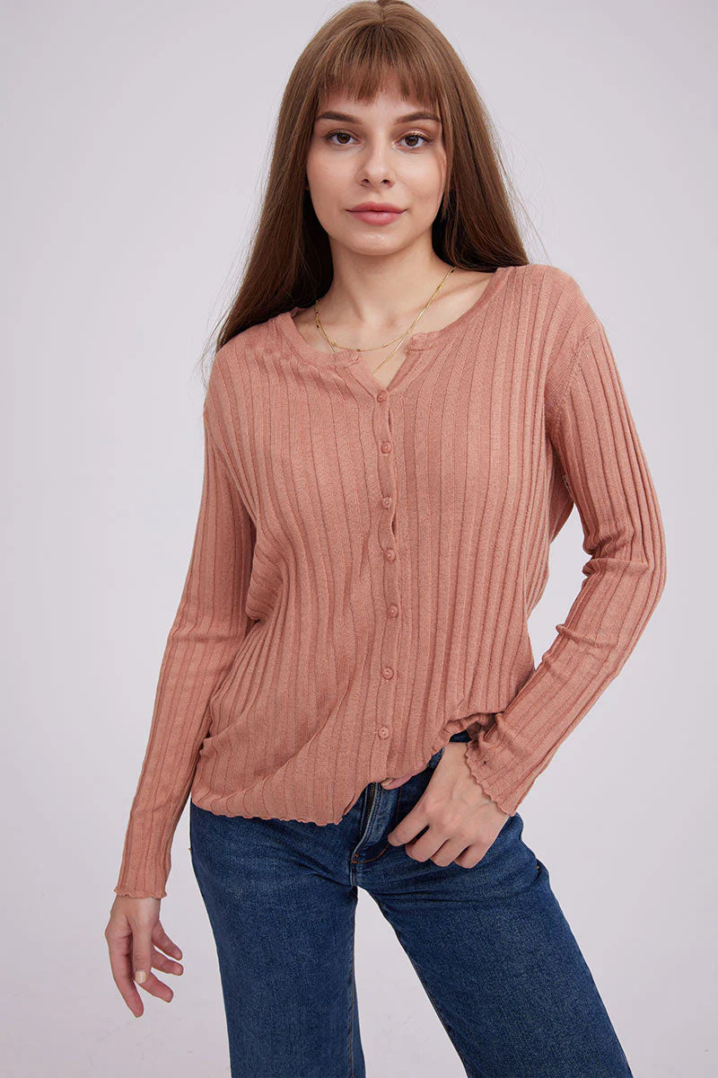 Fabiola | Layered ribbed cardigan with a crew neck