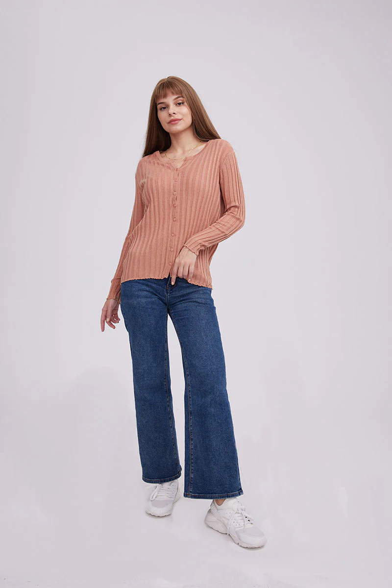 Fabiola | Layered ribbed cardigan with a crew neck - Image 3
