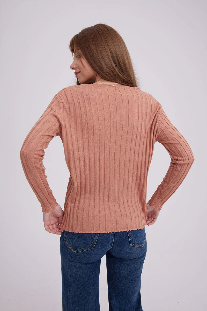 Fabiola | Layered ribbed cardigan with a crew neck - Image 4