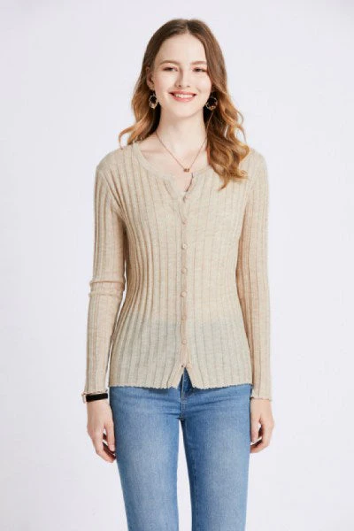 Fabiola | Layered ribbed cardigan with a crew neck - Image 5