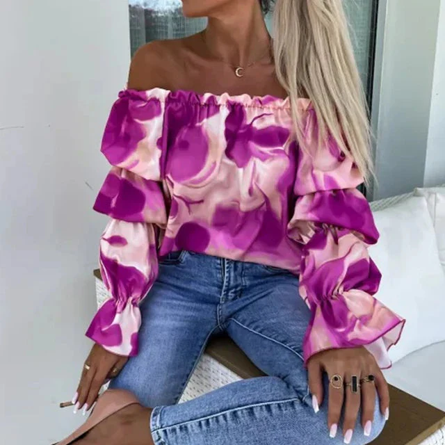 Fabiola® | Off Shoulder Top With Abstract Pattern - Image 2
