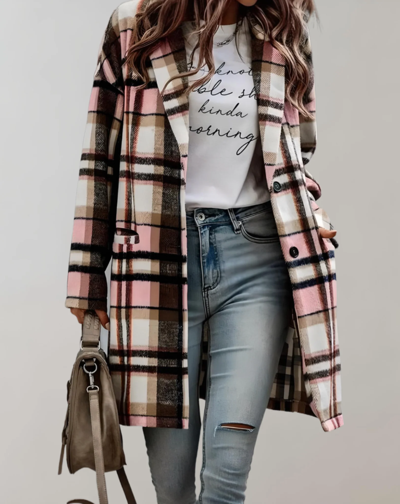 Fabiola® | Oversized and long checked jacket - Image 3