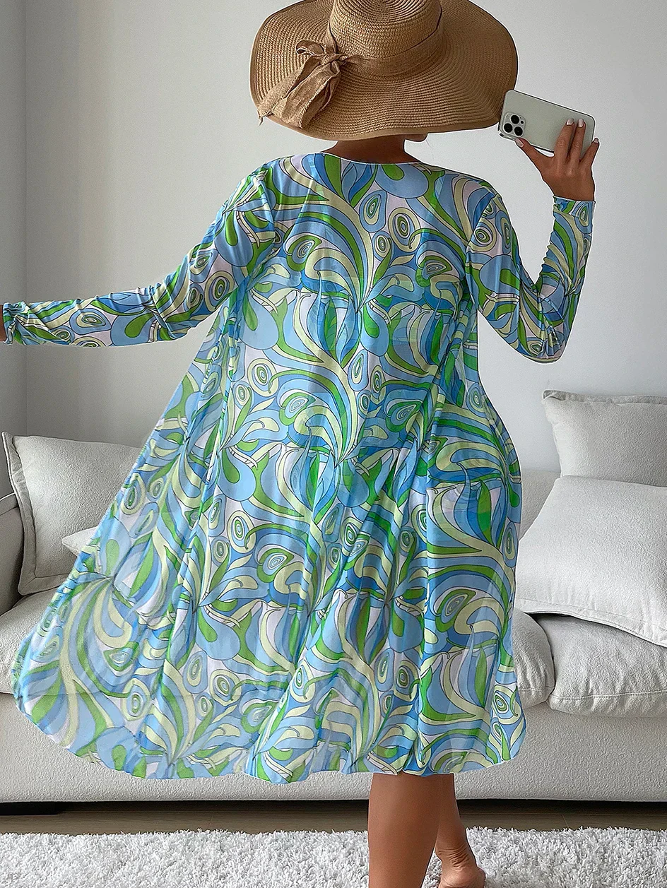 Fabiola® | Printed High Waist Cover Up Bikini Set - Image 3