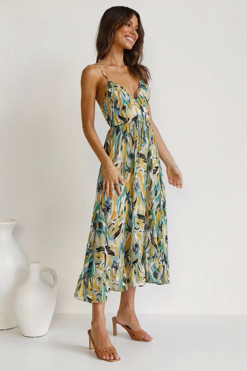 Fabiola® | Printed Midi Summer Dress With Ruffle Trim - Image 5