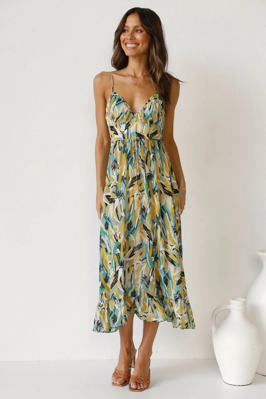 Fabiola® | Printed Midi Summer Dress With Ruffle Trim - Image 7