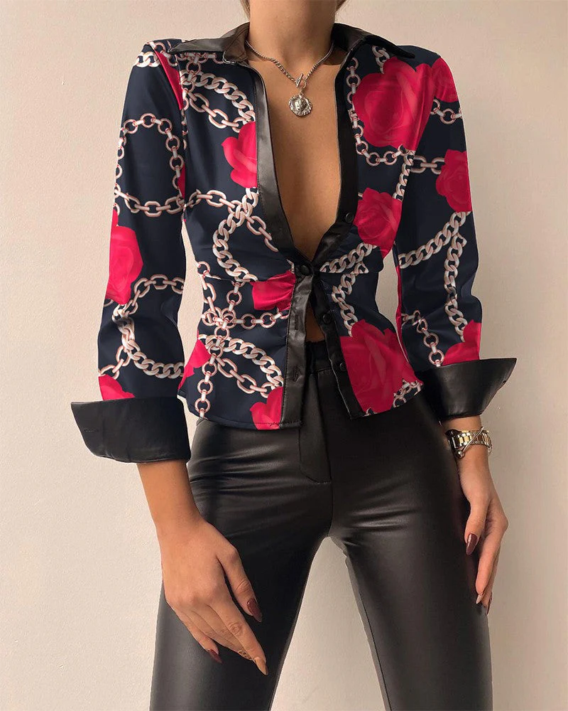 Fabiola® | Women'S Blouse With Floral Chain Pattern And Modern Cut