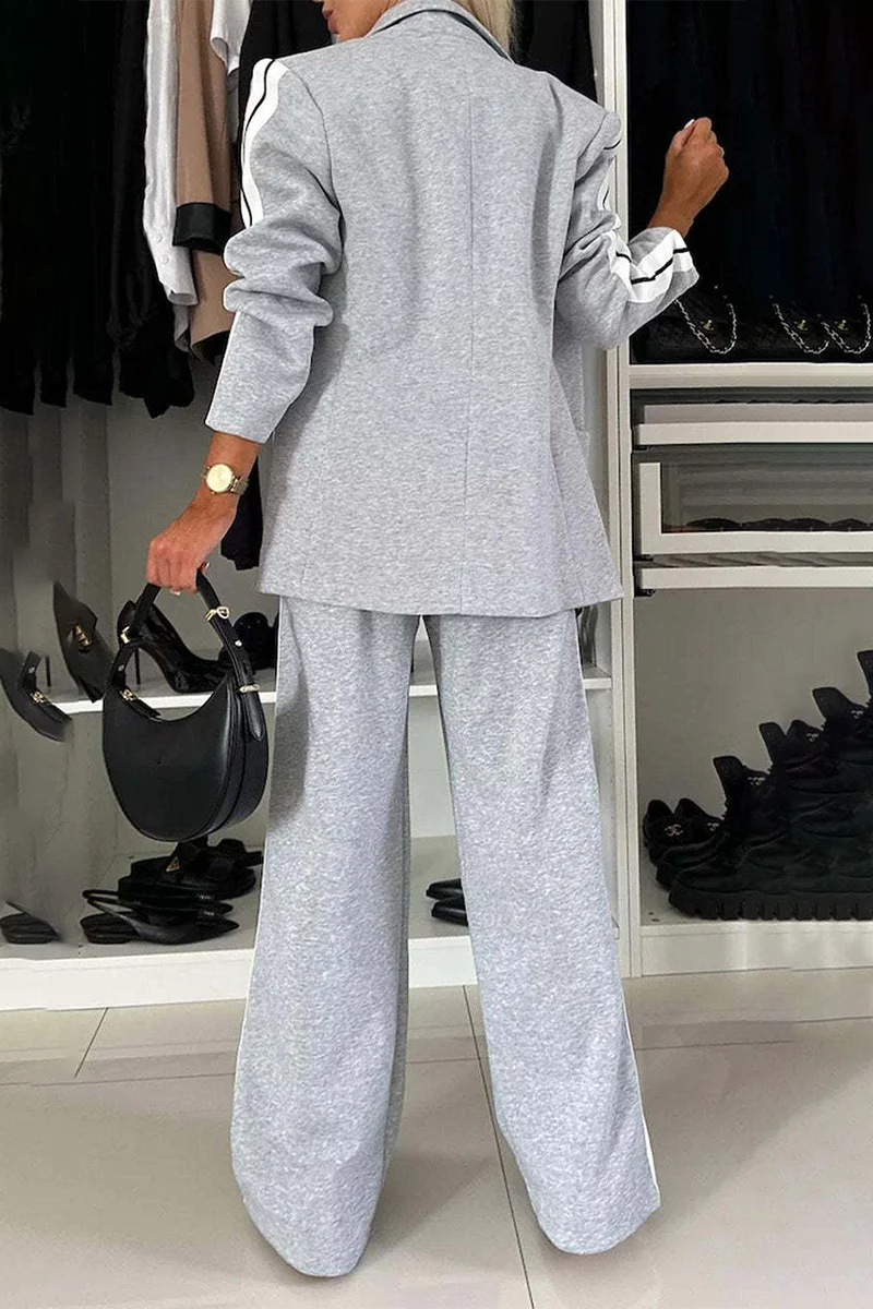 Fatima | Casual stripe buttons, patchwork contrast, reversible collar, long sleeves, two-piece - Image 10