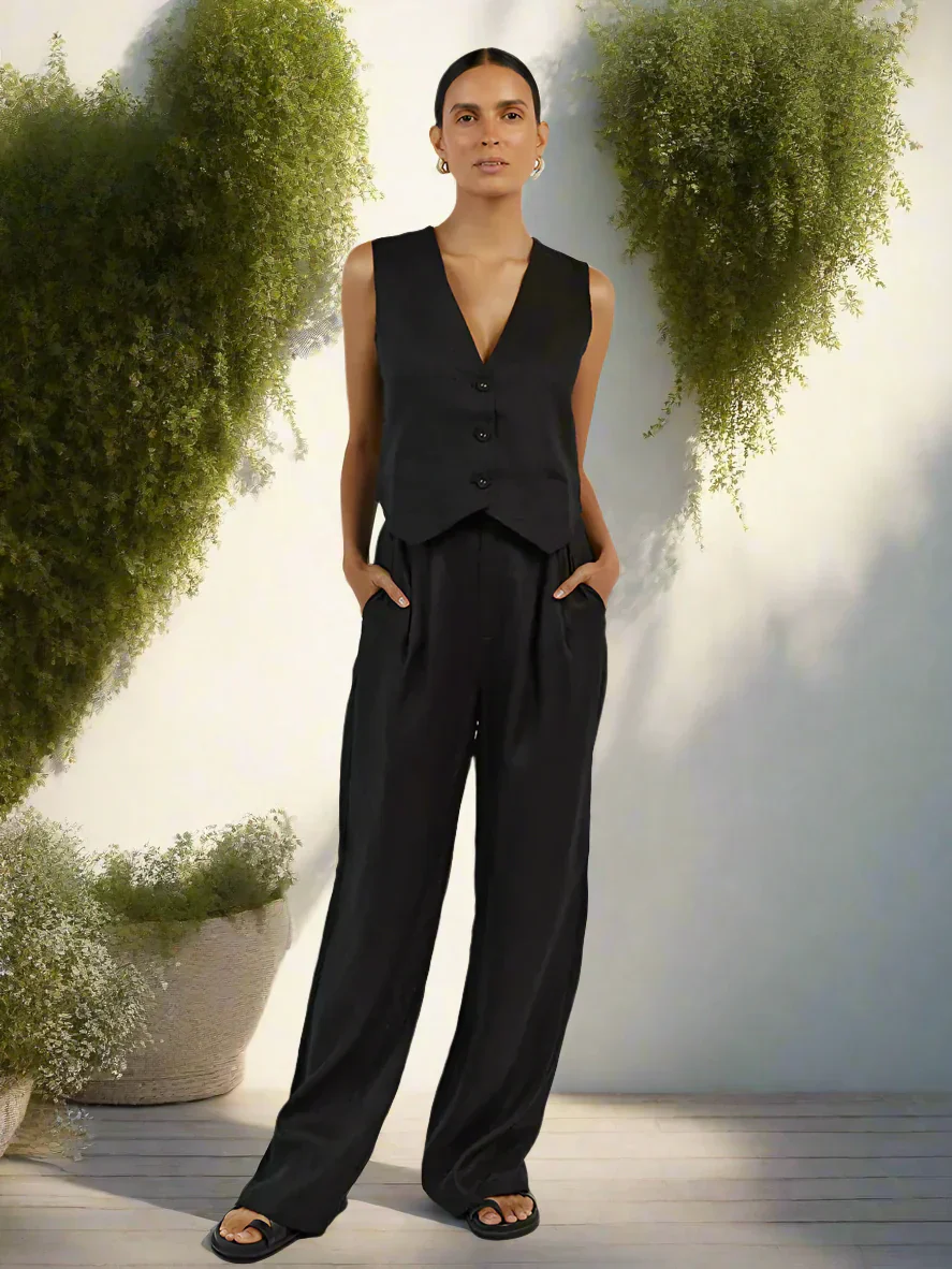 Fatima® | Elegant women's two-piece set business casual sleeveless with wide legs - Image 15