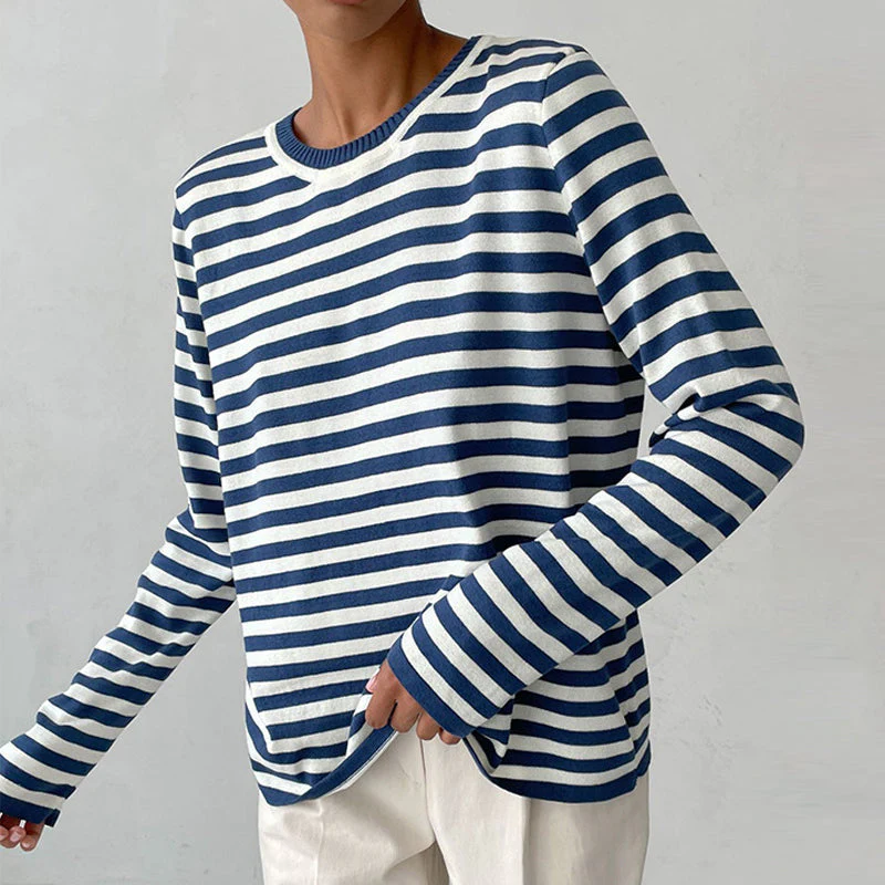 Fatima® | Women's striped long-sleeved round-neck top