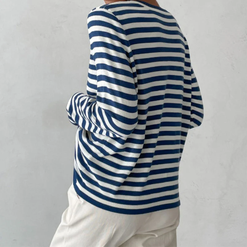 Fatima® | Women's striped long-sleeved round-neck top - Image 7