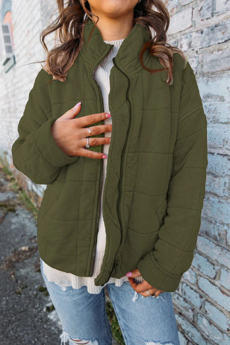 Felicia | Casual daily patchwork outerwear with zipper and stand-up collar - Image 6