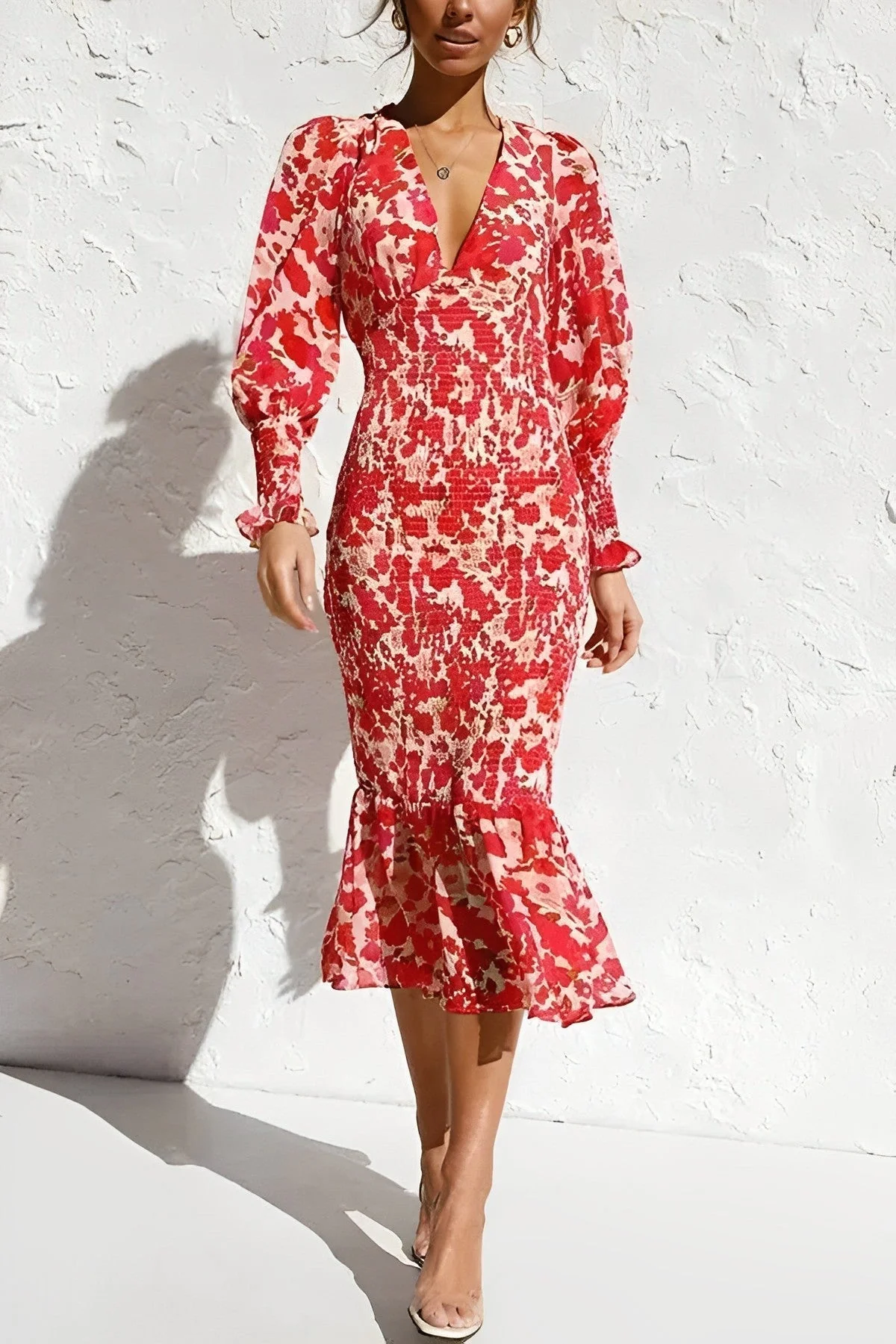 Felicia® | Floral Bishop Sleeve Midi Dress