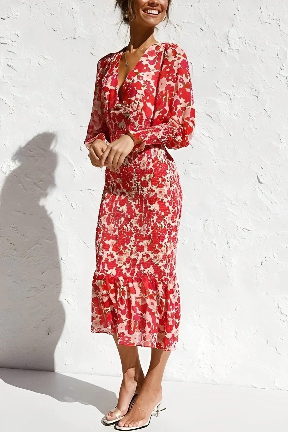 Felicia® | Floral Bishop Sleeve Midi Dress - Image 4