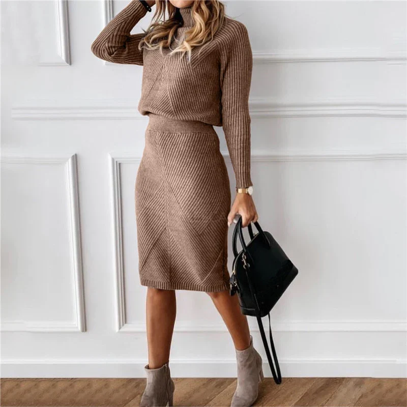 Felicidad | knitted two piece set with turtleneck sweater and pencil skirt - Image 2