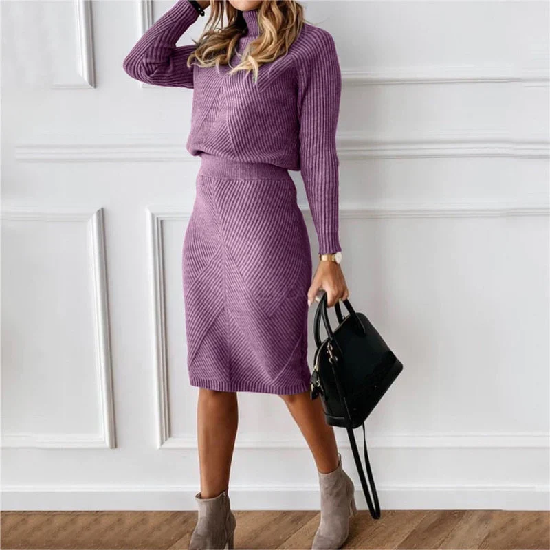 Felicidad | knitted two piece set with turtleneck sweater and pencil skirt - Image 4