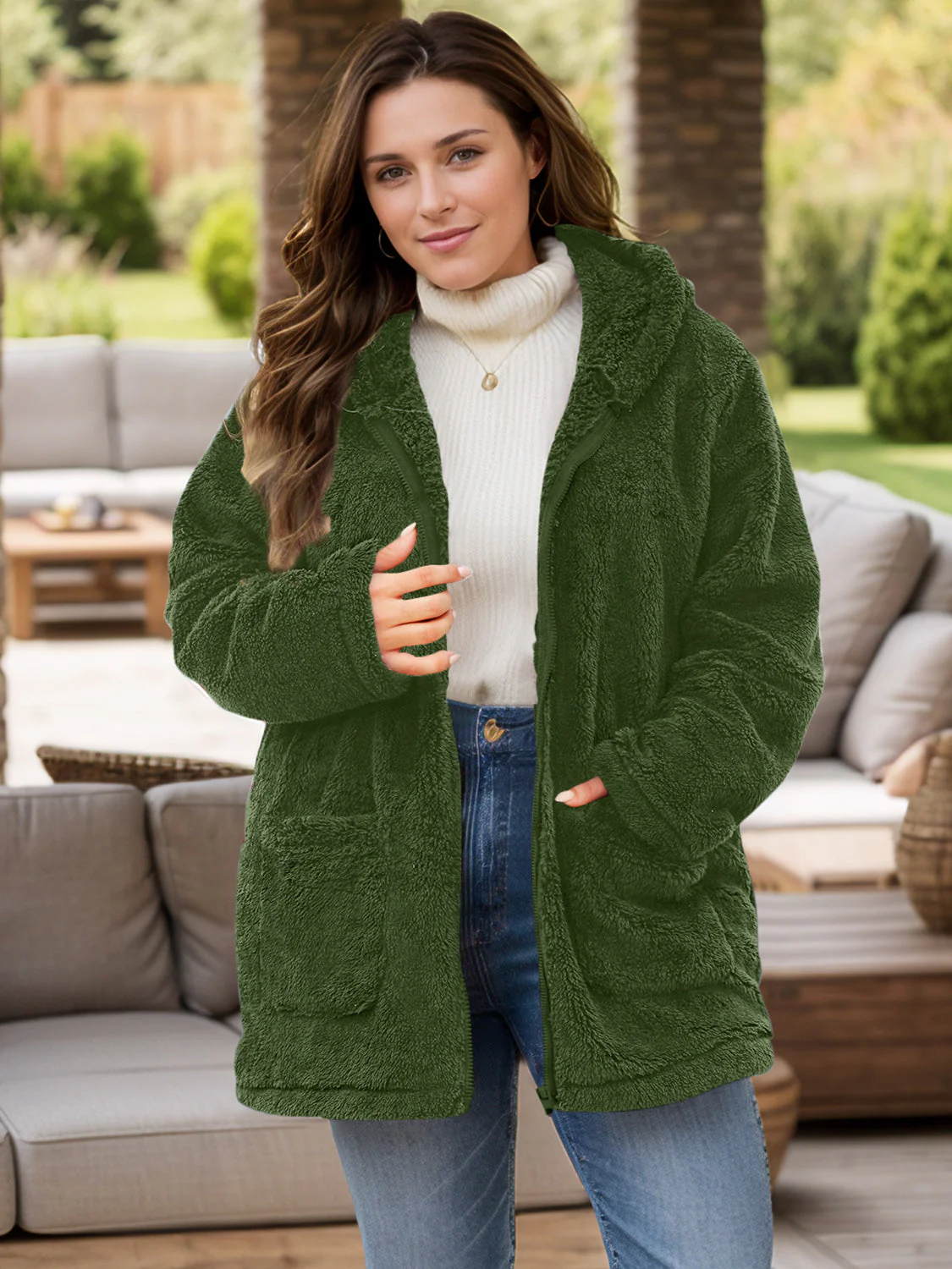 Felicidad | Oversized long sleeve hooded outerwear with zip fastening - Image 5