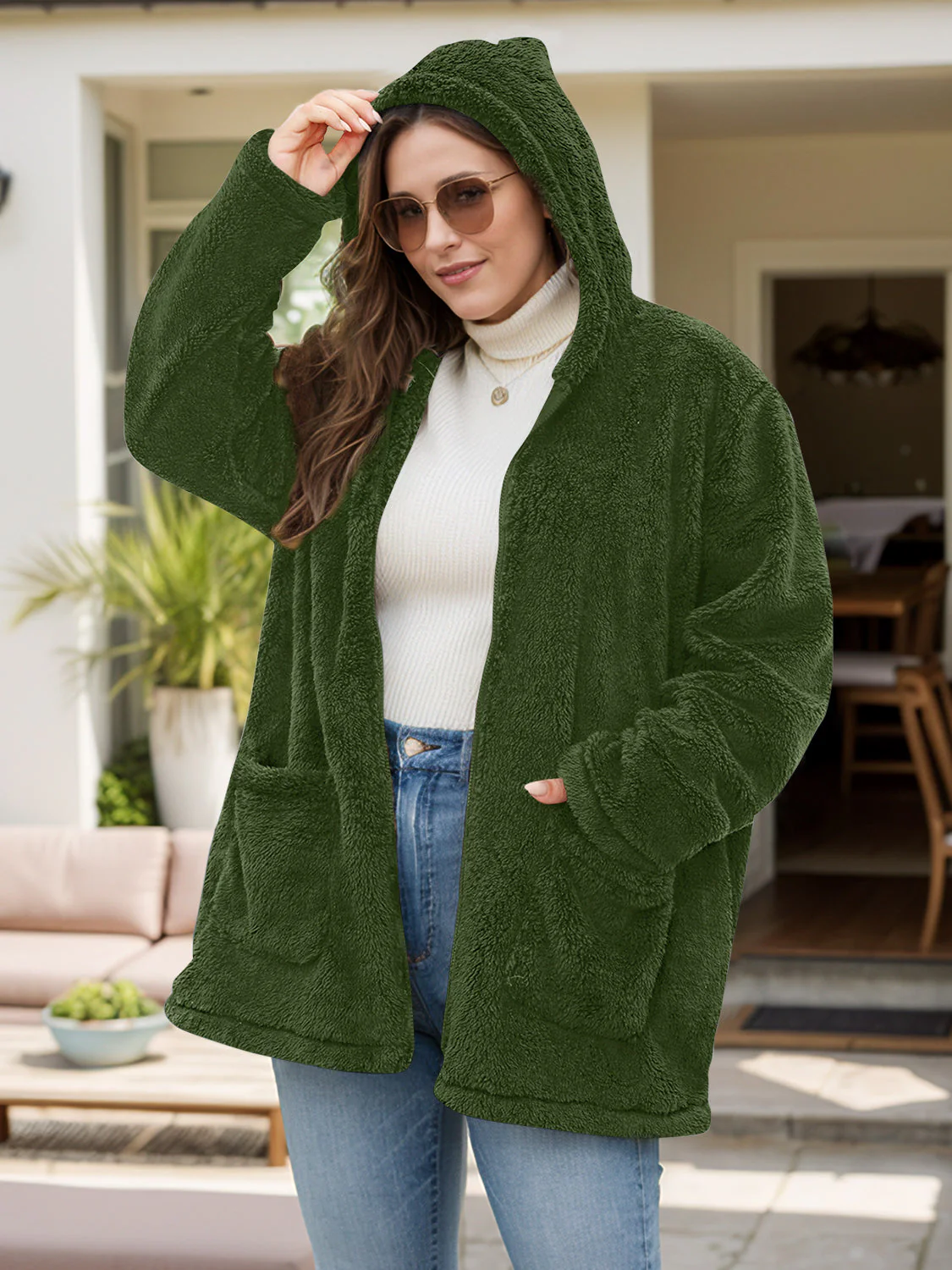 Felicidad | Oversized long sleeve hooded outerwear with zip fastening - Image 7