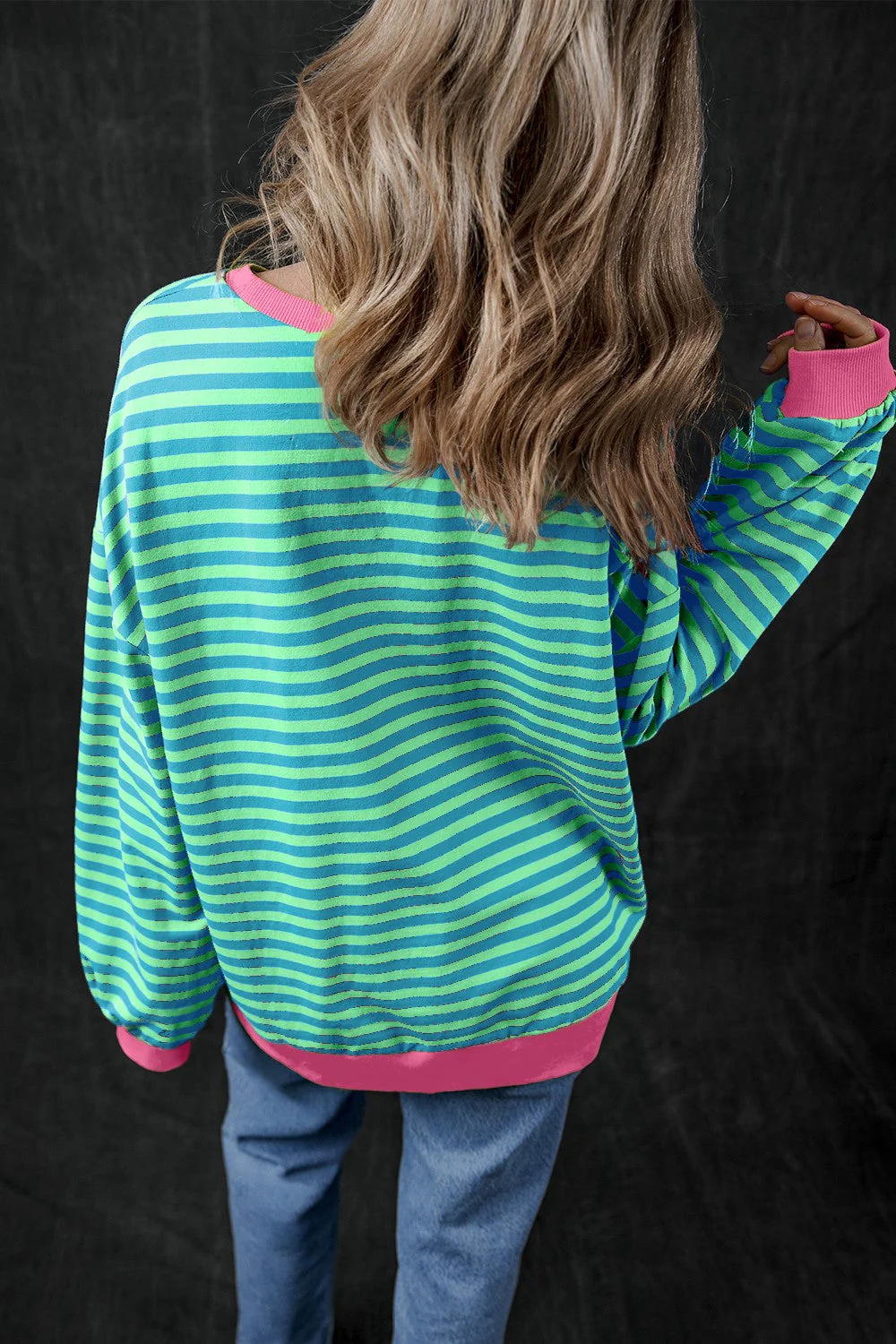 Felicidad | Pumpkin striped crew neck long sleeve sweatshirt - Image 12
