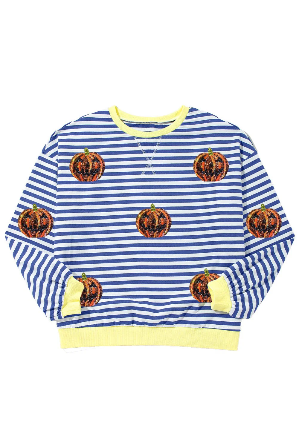Felicidad | Pumpkin striped crew neck long sleeve sweatshirt - Image 16