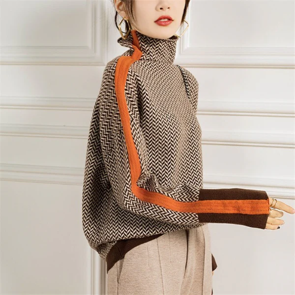 Felicidad | Turtleneck sweater made of melange fabric